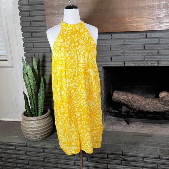 Modcloth Dresses & Skirts - ModCloth yellow floral rayon halter top dress size XL NWT